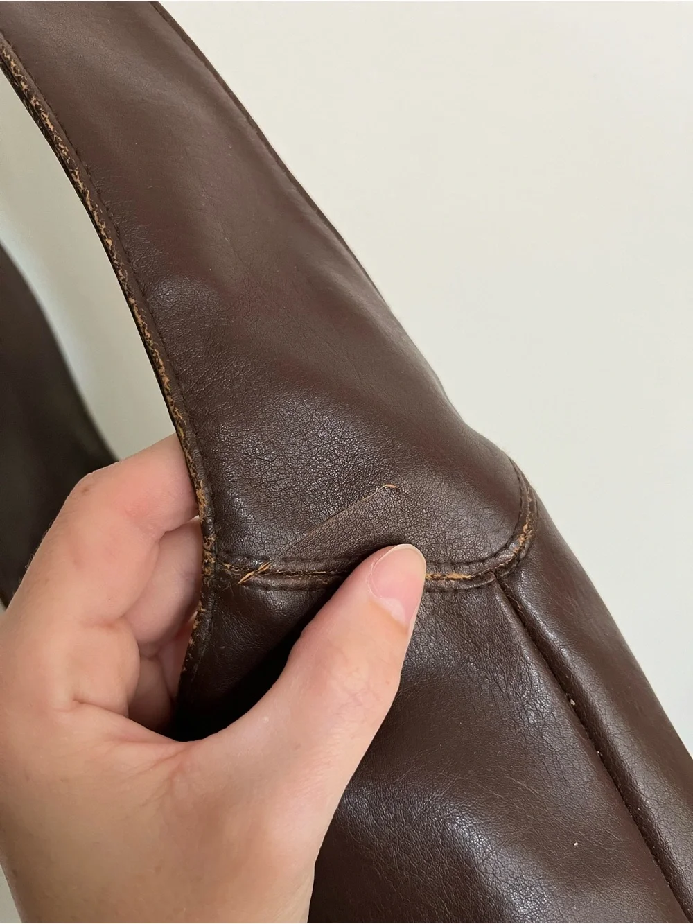 Y2K R Clothing Co Rampage Purse | Hobo Bag | Brown Faux Leather + Stitching ***